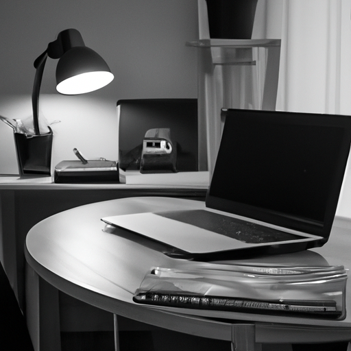 black and white home office