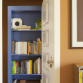 bookshelf over doorway