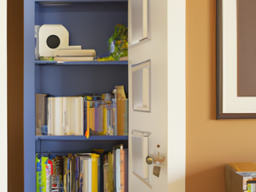 bookshelf over doorway