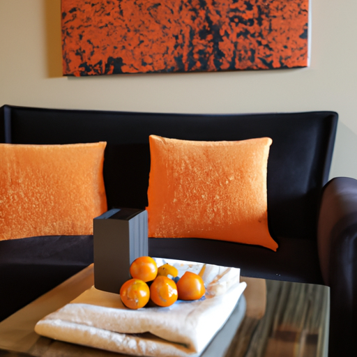 orange living room decor