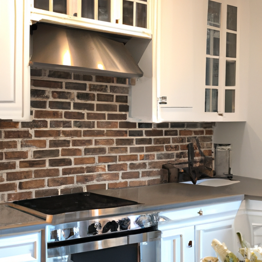 farmhouse kitchen brick backsplash